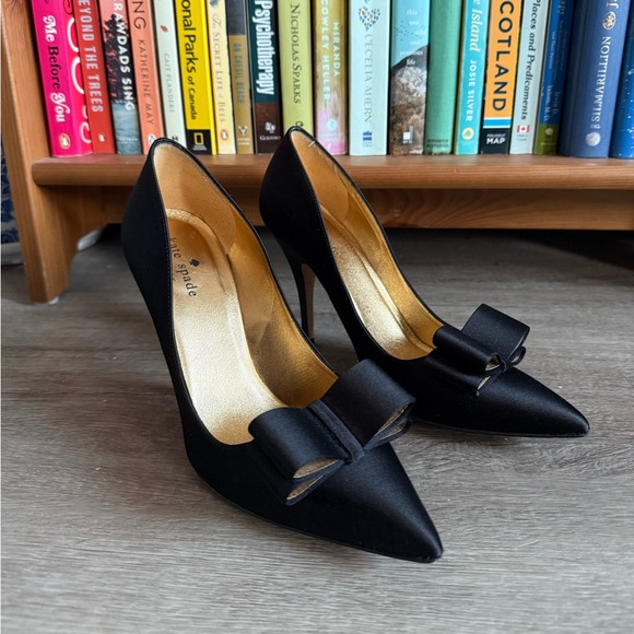 kate spade Shoes - Satin Kate Spade Black Bow Heels